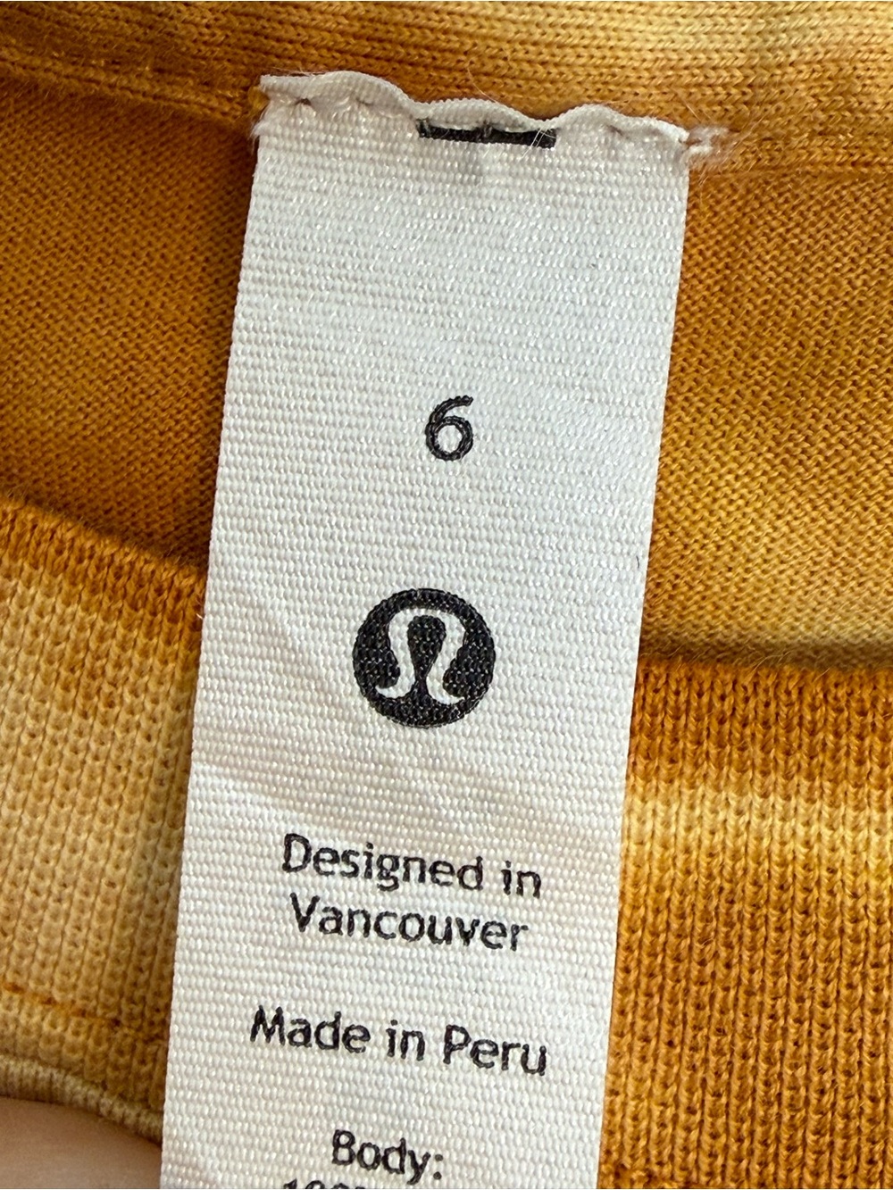 Lululemon All Yours Tee Marmoleado Tie Dye Lemon Chiffon Brown Sugar Sz 6 - Picture 2 of 4